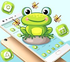Cute Lovely Green Frog Cartoon Launcher Theme 🐸 imagem de tela 1