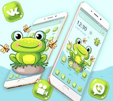 Cute Lovely Green Frog Cartoon Launcher Theme 🐸 स्क्रीनशॉट 3