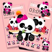 Free Pink Panda Cute wallpaper lock screen theme Affiche