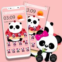 Free Pink Panda Cute wallpaper lock screen theme スクリーンショット 1