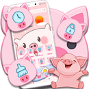 Pink Cartoon Cute Love Pig Theme APK