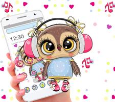 Cute Owl Cartoon Love theme 🦉 پوسٹر