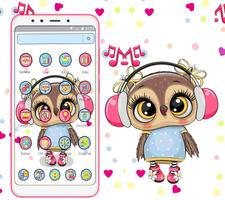 Cute Owl Cartoon Love theme 🦉 capture d'écran 1