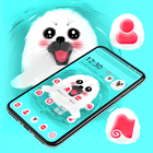 Cute White Lovely Puppy Theme 🐶 icône