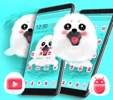 Cute White Lovely Puppy Theme 🐶 syot layar 2