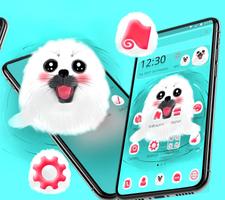 Cute White Lovely Puppy Theme 🐶 اسکرین شاٹ 3