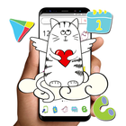 Cute Sketch Cartoon Cat Theme-icoon