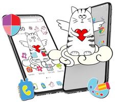 Cute Sketch Cartoon Cat Theme स्क्रीनशॉट 3