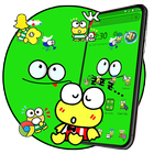 卡通可愛可愛的綠色青蛙發射器主題 圖標