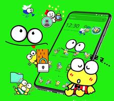 卡通可愛可愛的綠色青蛙發射器主題 海报