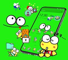 Cartoon Lovely Cute Green Frog Launcher Theme পোস্টার