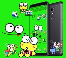 Cartoon Lovely Cute Green Frog Launcher Theme screenshot 1