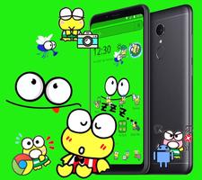 Cartoon Lovely Cute Green Frog Launcher Theme स्क्रीनशॉट 1