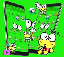 Cartoon Lovely Cute Green Frog Launcher Theme syot layar 2