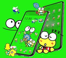 Cartoon Lovely Cute Green Frog Launcher Theme imagem de tela 3