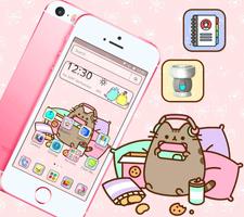 الجاذبية الكرتون pusheen موضوع قاذفة القط الملصق