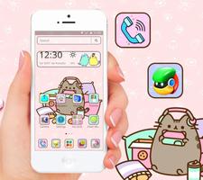 Cuteness Cartoon Pusheen Cat Launcher Theme imagem de tela 3