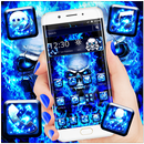Blue flame skull theme APK