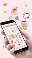 Cartoon pink cute butterfly theme pink skirt icon Affiche