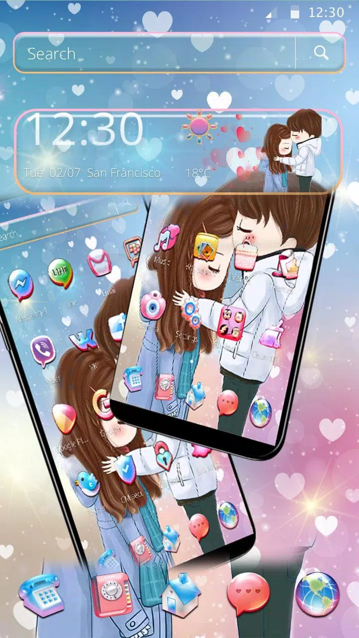Cute Cartoon Love Theme APK for Android Download