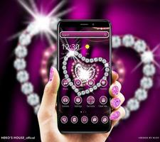 Diamond Glitter Love Heart Theme Affiche