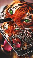Cool Ferocious Tiger Theme Dark Beast Wallpaper ポスター