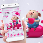 Cute Pink Piggy Cartoon Launcher Theme icône