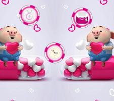 Cute Pink Piggy Cartoon Launcher Theme capture d'écran 2