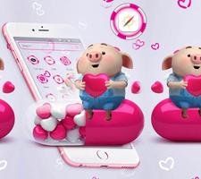 Cute Pink Piggy Cartoon Launcher Theme capture d'écran 3