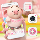 Piggy Cute Pink Cartoon Launcher Theme 🐷 APK