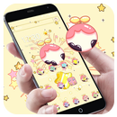 Yellow cartoon cute wallpaper, pink icon theme APK