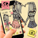 APK Cute Cartoon Girl Sketch Theme👭