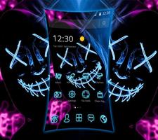 Blue Purple Neon Led Mask Anonymous Theme ảnh chụp màn hình 1