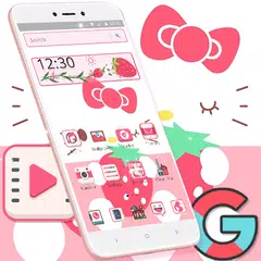 download Pink Princess Cartoon Kitty Strawberry Theme 😺 APK