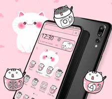 Cute Cup Cat Theme Cartoon Kitty & Icon Pack 😹 screenshot 1