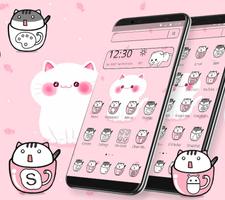 Cute Cup Cat Theme Cartoon Kitty & Icon Pack 😹 screenshot 2
