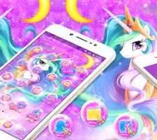 Galaxy Unicorn Glitter Rainbow Cartoon Theme 🦄 Ekran Görüntüsü 2