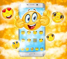 Blue Cute Emoji Smileys Theme โปสเตอร์