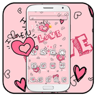 Doodle Pink Love Theme Wallpaper icône