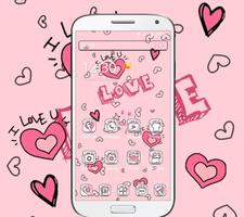 Doodle Pink Love Theme Wallpaper स्क्रीनशॉट 1