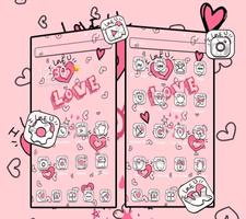 Doodle Pink Love Theme Wallpaper capture d'écran 3