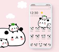 Cute Pink Cartoon Panda Baby Theme Affiche
