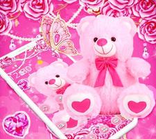 Pink Rose Teddy Bear Romantic Theme capture d'écran 1