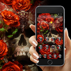 Luxury Red Rose Skull Theme icône