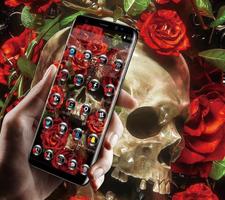 Luxury Red Rose Skull Theme capture d'écran 2
