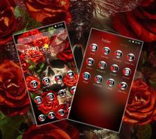 Luxury Red Rose Skull Theme capture d'écran 3