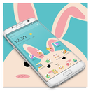 Blue Cute Cartoon Bunny Theme APK