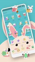 Blue Cute Cartoon Bunny Theme syot layar 1