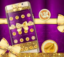 Golden Purple Luxury Launcher Theme 🎀 الملصق