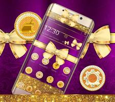 Golden Purple Luxury Launcher Theme 🎀 تصوير الشاشة 1